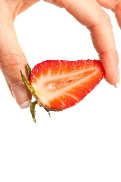 Hand hält Erdbeere — Stockfoto