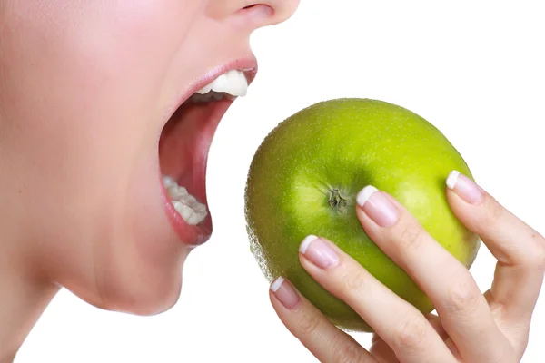 Женщина с яблоками — стоковое фото
