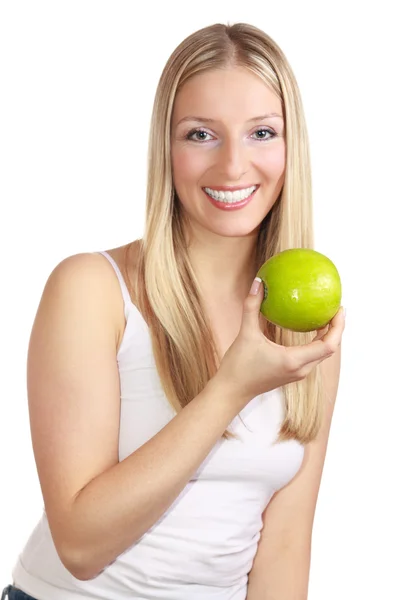 Женщина с яблоками — стоковое фото