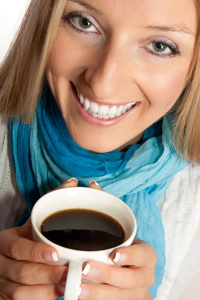Woman with cup of coffee — Stock Photo, Image
