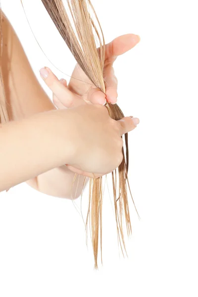 Woman cutting hair — Stock Photo, Image
