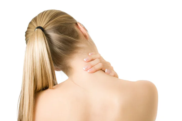 脊柱背痛的女人 — 图库照片