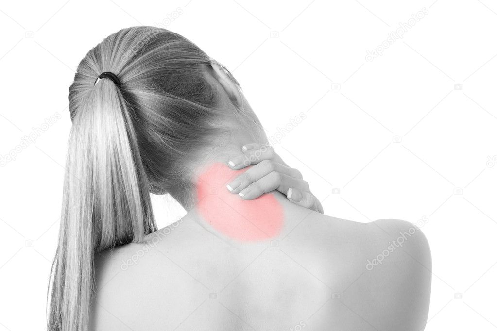 Woman with spine and back pains