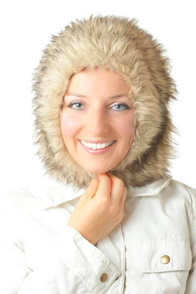Woman in furry hat — Stock Photo, Image