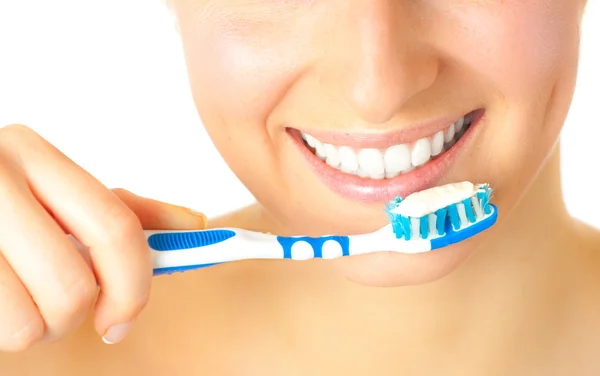 Zdravé zuby čistit — Stock fotografie