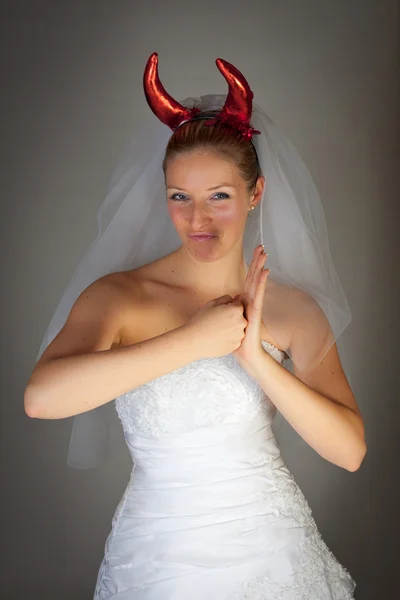 Evil dominant bride funny — Stock Photo, Image