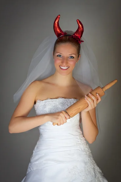 Böse dominante Braut lustig — Stockfoto