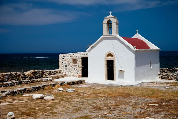 Greek Crete coastline with church — Stock Photo, Image