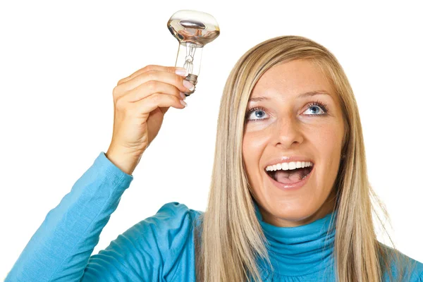 Woman with bulbs — Stock Photo, Image
