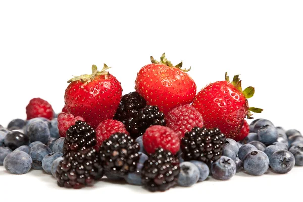 익은 검정과 빨강 나무 딸기, 딸기의 구성 및 — 스톡 사진