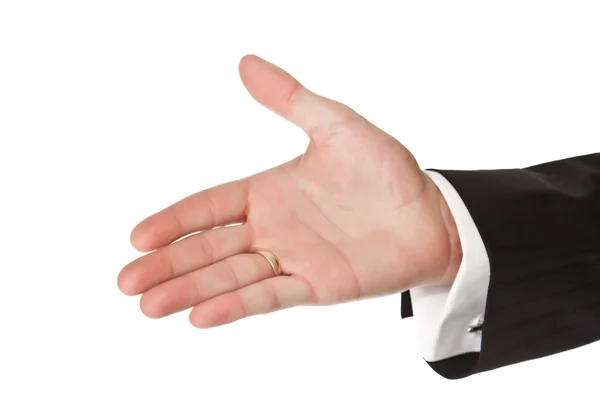 Business man hand op witte geïsoleerde achtergrond — Stockfoto