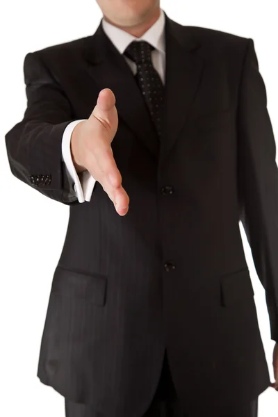 Business man reaching hjand on white isolated background — Stock Photo, Image