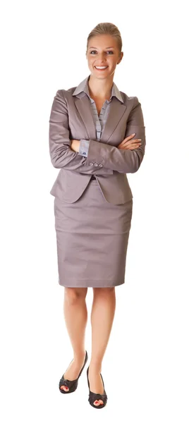 Καυκάσιος ξανθά επιχειρηματίας στο κοστούμι στο λευκό απομονωμένες backgro — Φωτογραφία Αρχείου