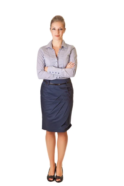 कॉकेशियन गोरा व्यवसाय महिला में सूट पर पांढरा वेगळा बॅकग्रो — स्टॉक फोटो, इमेज