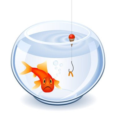 Fishing in fishbowl clipart