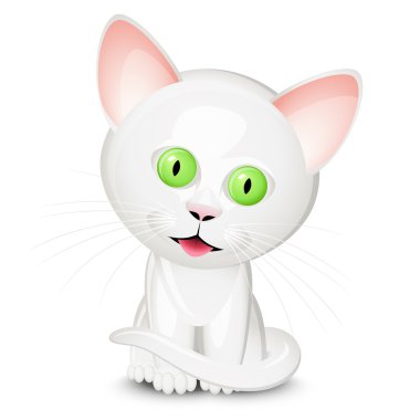 Little white cat clipart