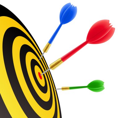 Darts hitting the target clipart