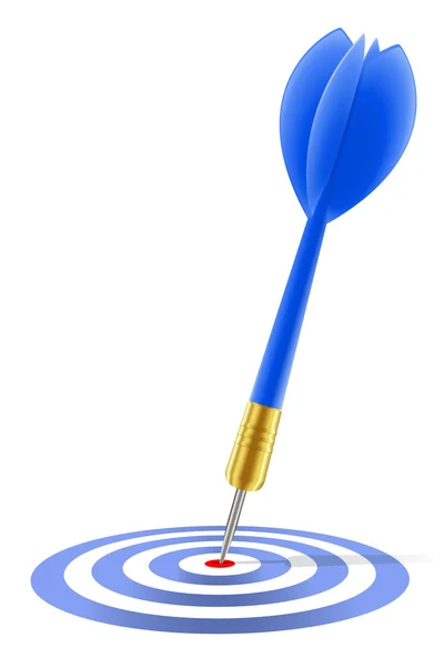 Fléchette bleue frappant la cible — Image vectorielle