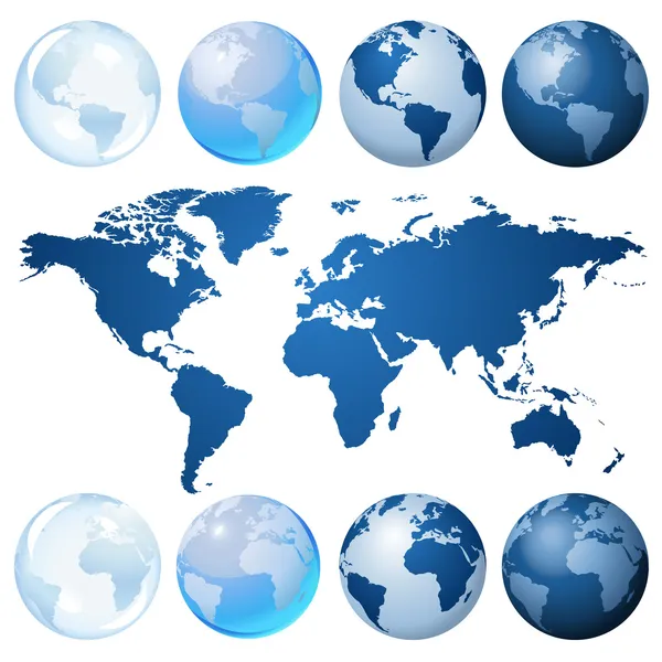 Kit globe bleu — Image vectorielle