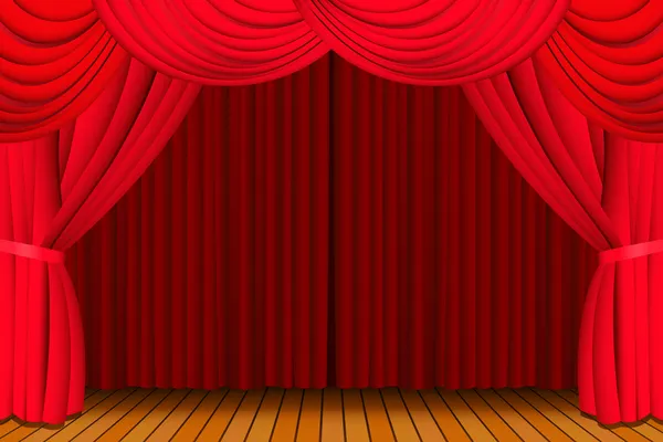 Bühne mit geschlossenem roten Vorhang — Stockvektor