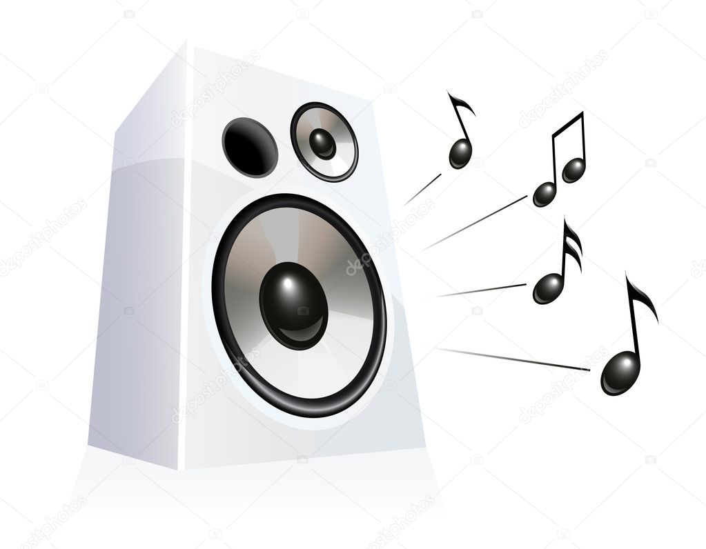 Speaker playing music, vector illustration