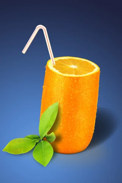 Orange glass over blue — Stock Photo, Image