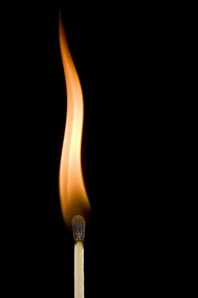 Burning matchstick flame — Stock Photo, Image