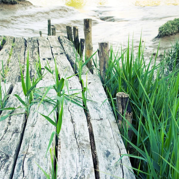 stock image Old planks of a footbridge