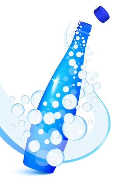 Flaska mousserande vatten — Stock vektor