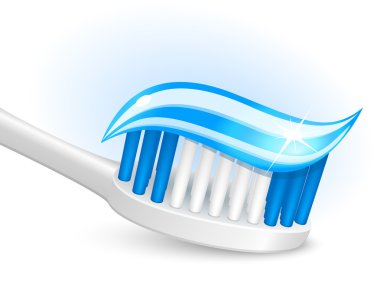 Toothbrush and gel toothpaste clipart