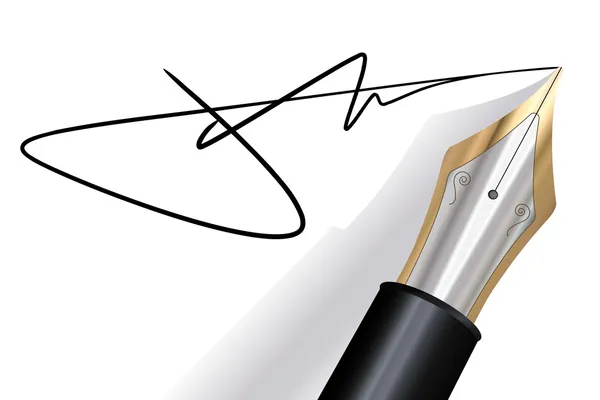 Signing with a fountain pen — Stock Vector