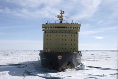 Icebreaker on Antarctica clipart