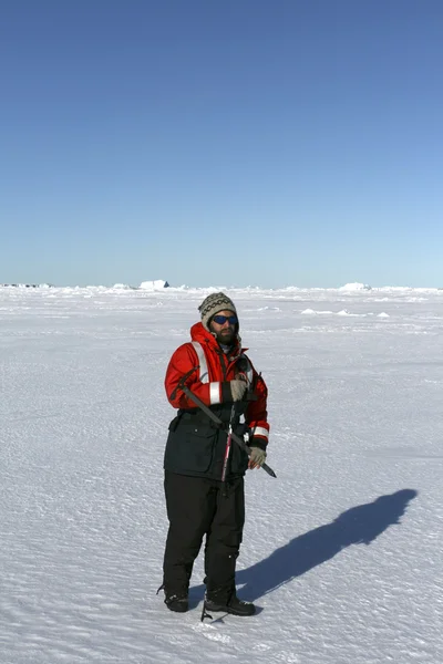 Montañero en la Antártida Imagen de stock
