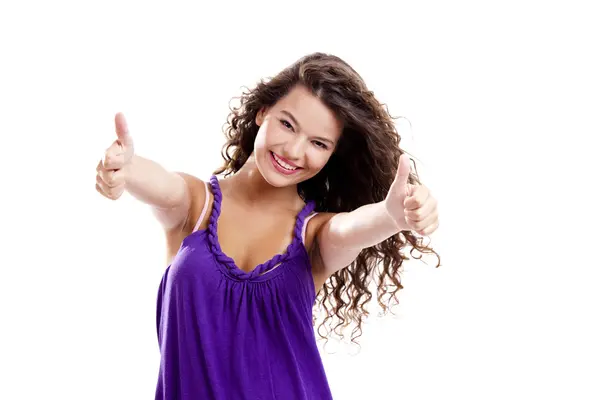Girl with thumbs up — Stock Photo, Image