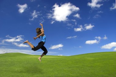 Athletic woman jumping