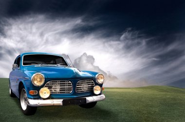 Old blue car clipart