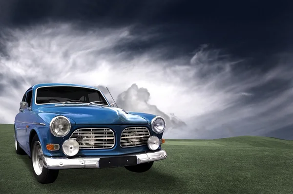 Staré modré auto — Stock fotografie