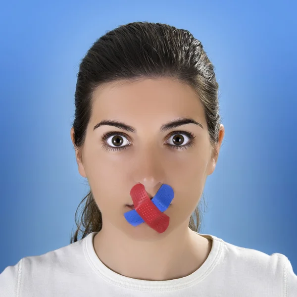 Cross Bandage no the mouth — Stock Photo, Image