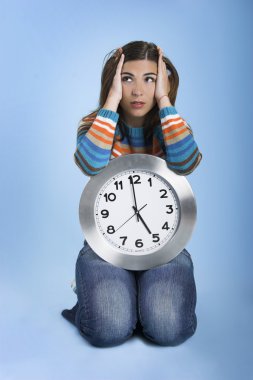 Clock Woman thinking clipart