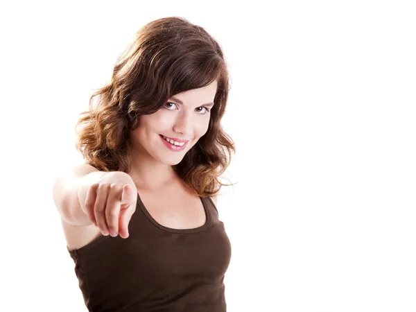 Girl pointing to you — Stock Photo, Image