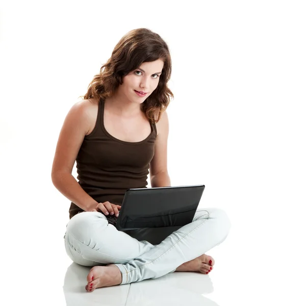 Working with a laptop — Stock Photo, Image