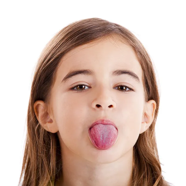 Meisje met tong uit — Stockfoto