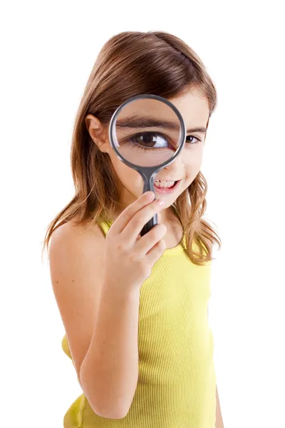 Looking through a magnifying glass — Stock Photo, Image
