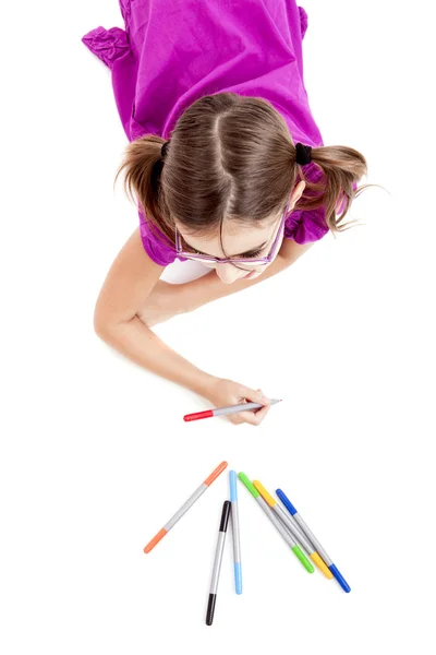 Mädchen macht Zeichnungen — Stockfoto