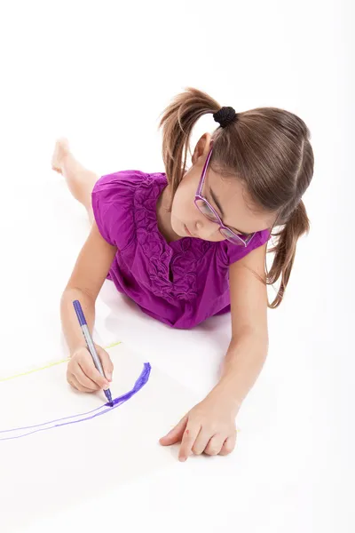 Girl making drawings — Stock Photo, Image