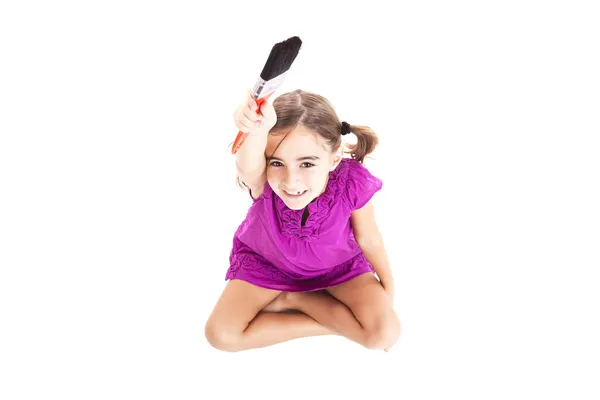 Dítě s natěračské štětky — Stock fotografie