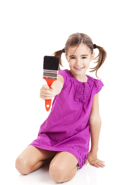 Child with a paint-brush — Stock Photo, Image