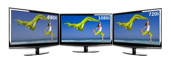 Jämförelse mellan 3 tv — Stockfoto