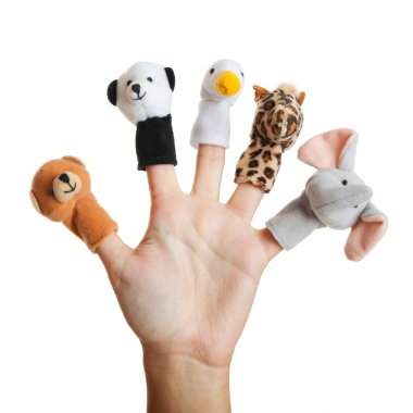 Hand with animal puppets clipart