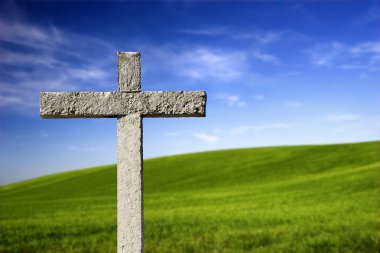 Religious cross in the paradise clipart